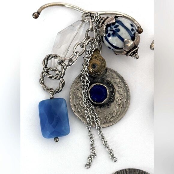 2 chains with circle pendant 3 interchangeable hook gemstone beaded pendants - Picture 5 of 13